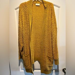 Mustard Popcorn Cadigan with pockets